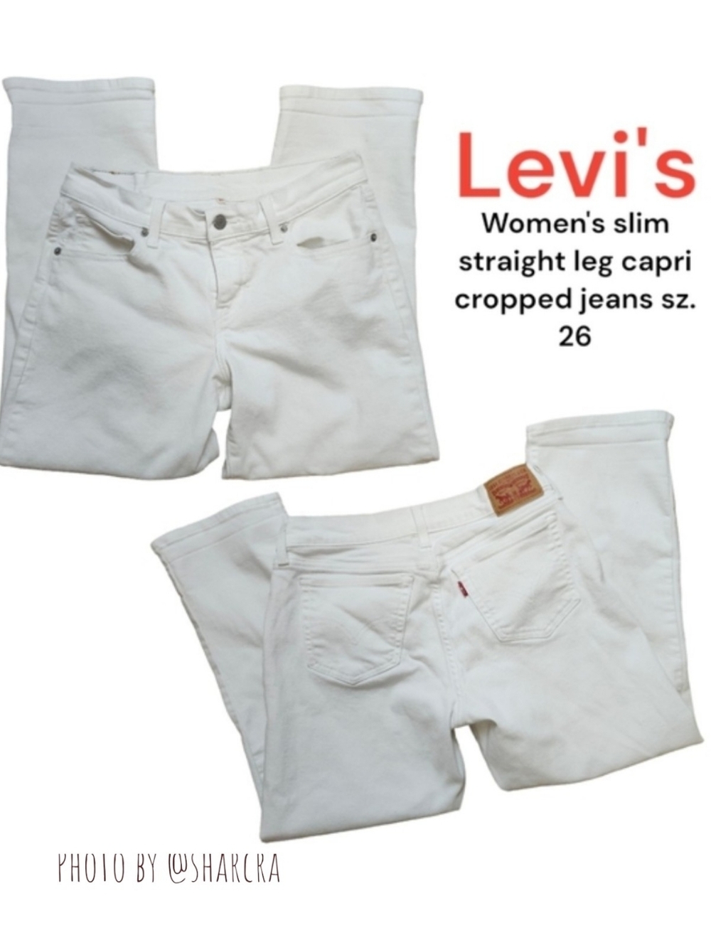 Levi's Red Tab Women's white denim jeans cropped capri pants 26